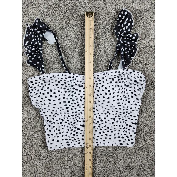 Junior Girls Halter Bikini Ruffle Top Girls Size Large Polka Dot - Picture 5 of 7